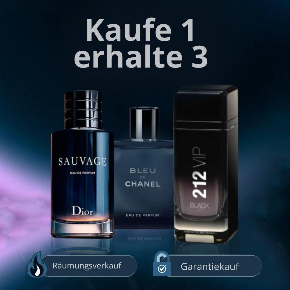 Kaufe 1, erhalte 3 - Sauvage, Blue de Chanel und 212 VIP Black (100ml)